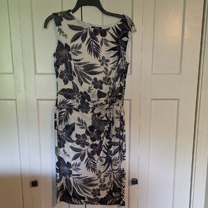 Chaps Black and White Asymmetrical Sheath Dress